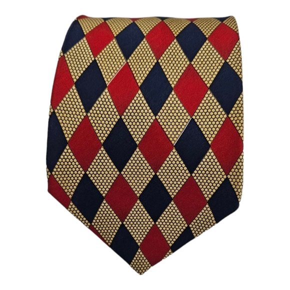 BURBERRYS Yellow Geometric Silk Tie 59"/ 3.6" EC - Picture 1 of 6